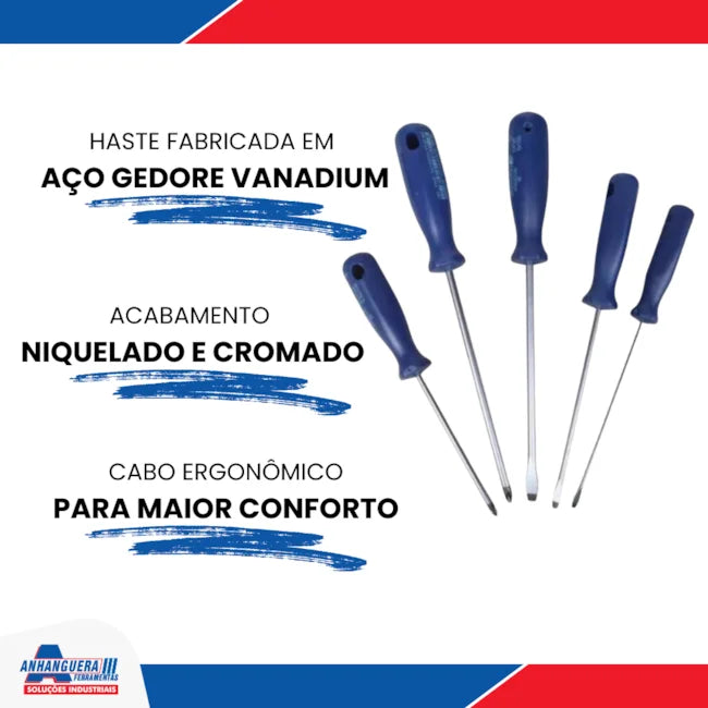 Jogo de Chaves de Fenda e Phillips com 5 Peças 150-160S GEDORE