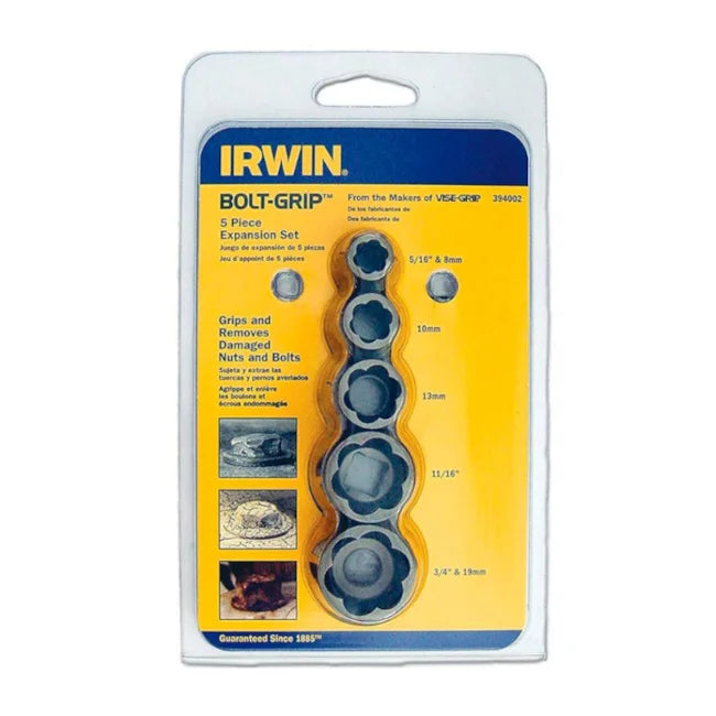 Jogo Extrator de Parafuso e Porca Bolt-Grip 5/16" a 3/4" 5 Peças 394002 IRWIN