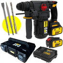 Martelete SDS-Plus à Bateria Brushless 18V com 2 Baterias e Maleta DX21 CAT + Kit SDS-Plus