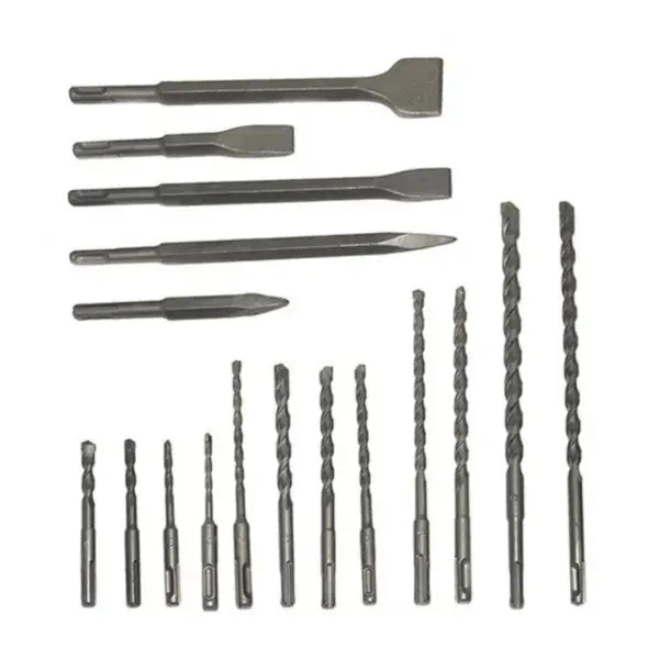 Jogo de Brocas Ponteiro e Talhadeira SDS PLUS com 18 Peças HT